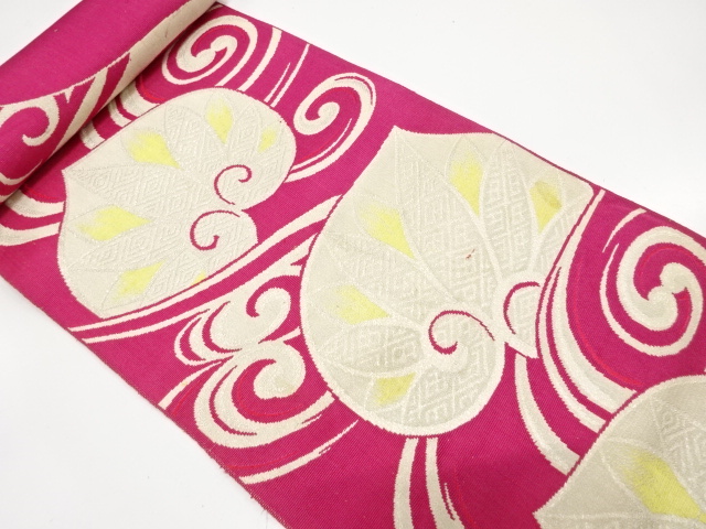 アンティーク　葵模様織り出し　八寸帯地反物